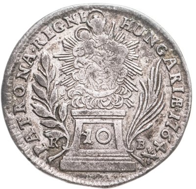 купить Венгерское королевство, Мария Терезия. 10 крейцеров 1764 г., монетный двор Кремница (К-В)