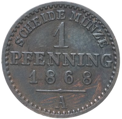 купить Германия, Пруссия 1 пфенниг 1868
