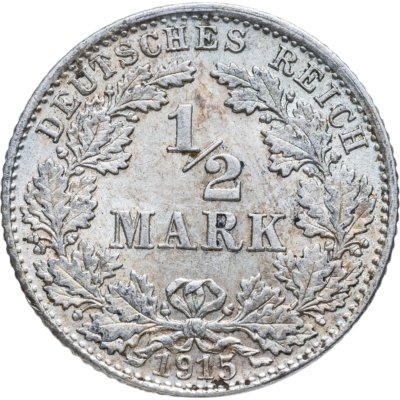 купить Германия 1/2 марки (mark) 1915 Знак монетного двора: "D" - Мюнхен