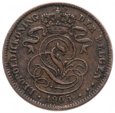купить Бельгия 2 сантима 1902- 1905 гг. Надпись на голландском - 'DER BELGEN'