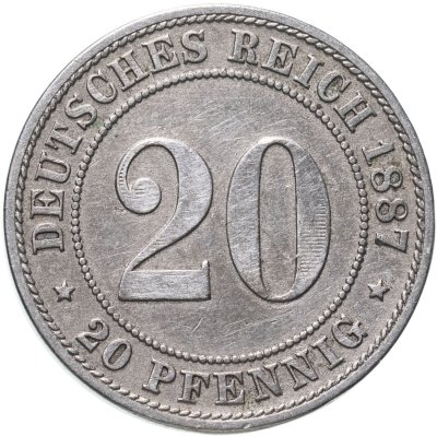 купить Германия 20 пфеннигов (pfennig) "G" 1887