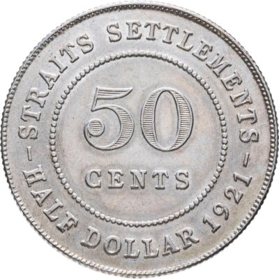 купить Стрейтс Сетлментс 50 центов (cents) 1921