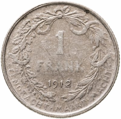 купить Бельгия 1 франк (franc) 1912 Надпись на голландском - 'ALBERT KONING DER BELGEN'