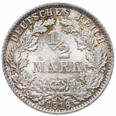 купить Германия (Германская империя) 1/2 марки 1916 "D"
