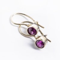 купить Серьги винтажные с малиновыми вставками, серебро 875 пр., СССР, 1970-1990 гг.
