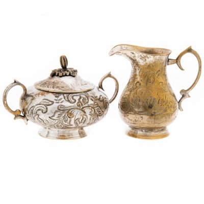 купить Набор из сахарницы и молочника, никель, серебрение, Индия, 1960-1990 гг.