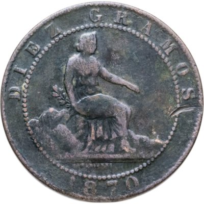 купить Испания 10 сентимо (centimos) 1870