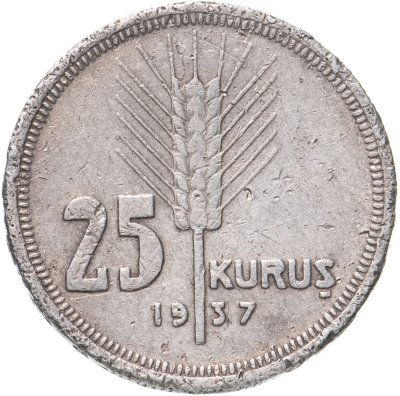 купить Турция 25 курушей (kurus) 1937