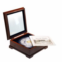 Купить Либерия 100 долларов (dollars) 2007 Proof (1 кг. серебра) "Монета-пазл: 40 долларов в центре и 12 частей (по 5 долларов)" в подарочном футляре