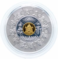 Купить Либерия 100 долларов (dollars) 2007 Proof "Монета-пазл: 40 долларов в центре и 12 частей (по 5 долларов)" в подарочном футляре