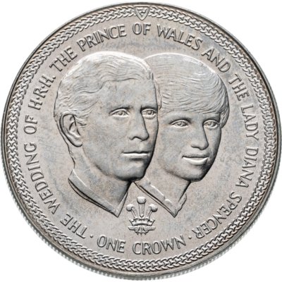 купить Остров Мэн 1 крона 1981 "Свадьба Принца Чарльза и Леди Дианы: портреты"