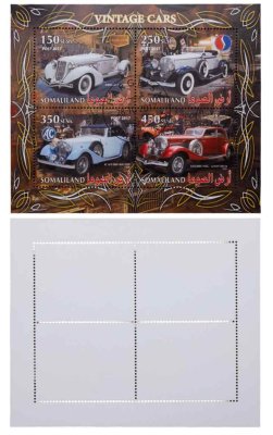 купить Сомали марки квартблок "Автомобили. Машины. Ретро" 150, 250, 350, 450 шиллингов 2017