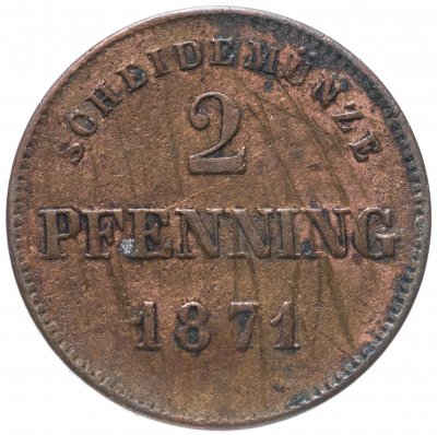 купить Германия, Бавария 2 пфеннига 1871