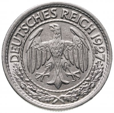 купить Германия 50 рейхспфеннигов (reichspfennig) 1927 знак монетного двора "A" — Берлин