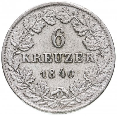 купить Германия (Баден) 6 крейцеров 1840