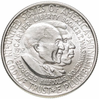 Купить США 50 центов (1/2 доллара) 1952-1954 "Джордж Вашингтон Карвер и Букер Талиафер Вашингтон"