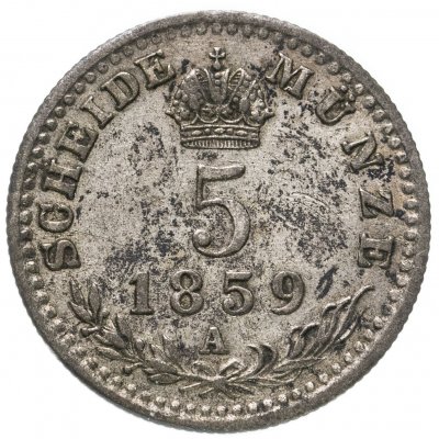 купить Австрия 5 крейцеров 1859 A