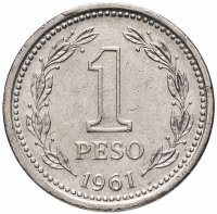 Купить Аргентина 1 песо 1957-1962, случайная дата