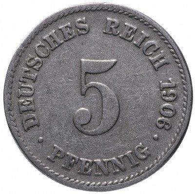 купить Германия 5 рейх пфеннигов 1906 "J"