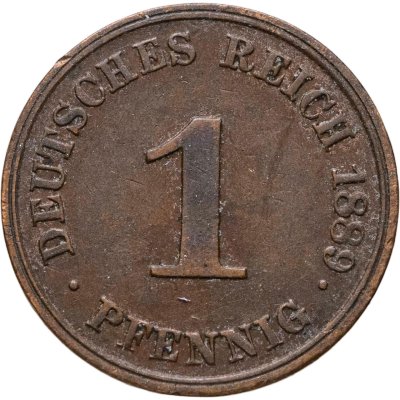 купить Германия 1 пфенниг 1889 знак монетного двора: "J" - Гамбург