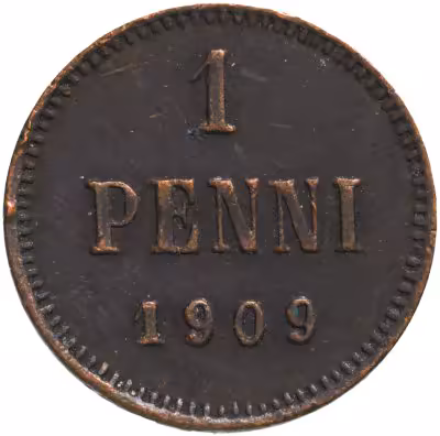 купить 1 пенни (pennу) 1909 монета для Финляндии