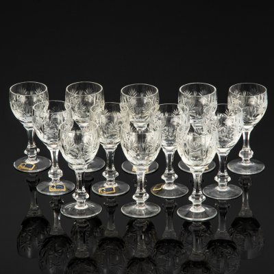 купить Набор рюмок (12 предметов), хрусталь, алмазная грань, Lausitzer Glas, ГДР, 1960-1980 гг.