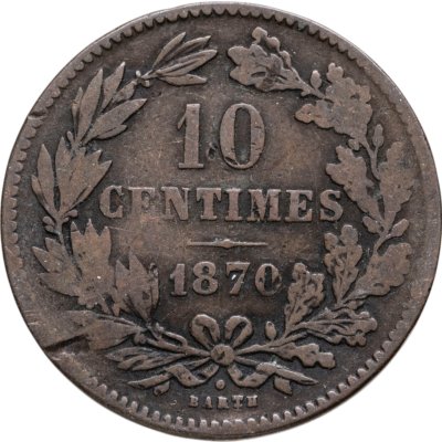 купить Люксембург 10 сантимов (centimes) 1870
