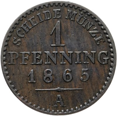 купить Германия Пруссия 1 пфенниг 1865