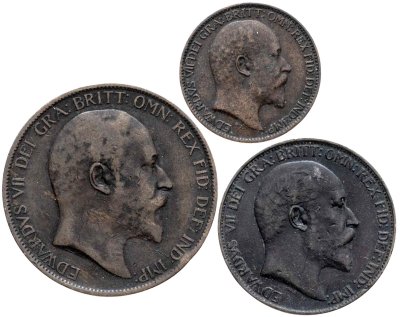 купить Великобритания набор из 1/4, 1/2 и 1 пенни 1903-1906 (Эдуард VII)