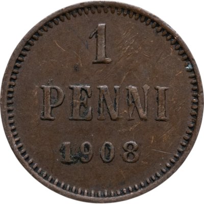 купить 1 пенни (penny) 1908, монета для Финляндии