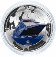 купить Острова Питкэрн 2 доллара 2013 "Кунард Лайн - Королева Елизавета", буклете с сертификатом