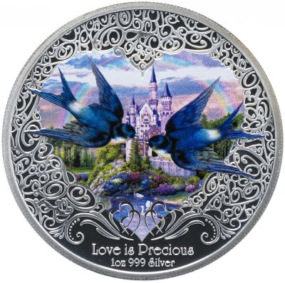 купить Остров Ниуэ 2 доллара 2013 Proof "Любовь драгоценна - сердце - ласточки" в футляре с сертификатом