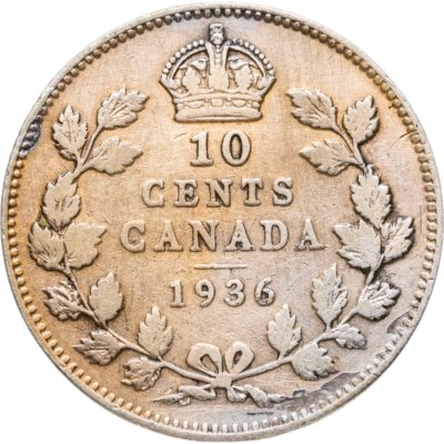 купить Канада 10 центов (cents) 1936