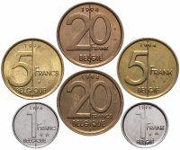 купить Бельгия набор монет 1994-2001 (6 штук, VF-XF) Альберт II (Belgiё - Belgique)