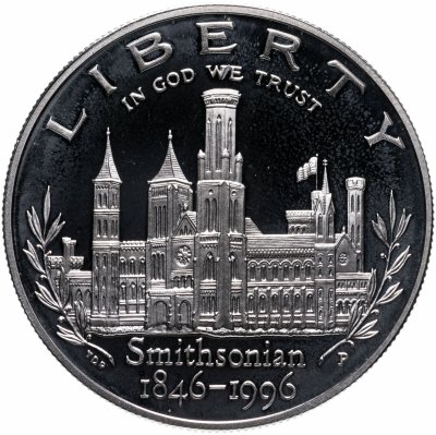 купить США 1 доллар (dollar) 1996 "150 лет создания Смитсоновского института", знак монетного двора: "P" - Филадельфия