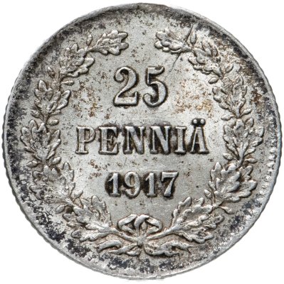 купить 25 пенни 1917 S гербовый орел с коронами, монета для Финляндии