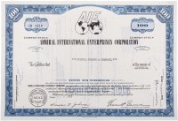 купить Акция США ADMIRAL INTERNATIONAL ENTERPRISES CORPORATION, 1969 г.