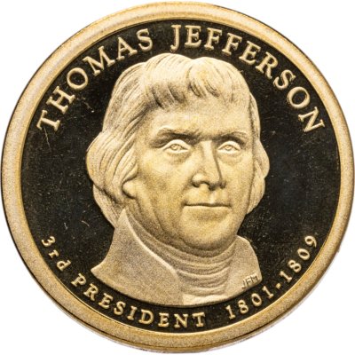 купить США 1 доллар (dollar) 2007 S Proof "Томас Джефферсон (3-й президент США)" знак монетного двора "S" - Сан-Франциско