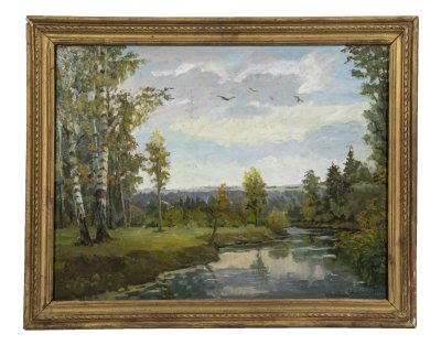 купить Картина "Осень", художник А. Хомяков, оргалит, масло, Россия, 1996 г.