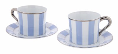 купить Набор из двух чайных пар коллекция "Galerie Royale Blue", лиможский фарфор, деколь, фабрика "Bernardaud", Франция, 1990-2019 гг.
