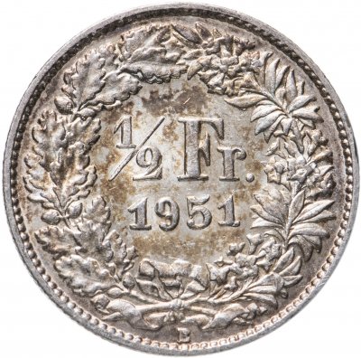 купить Швейцария 1/2 франка (franc) 1951