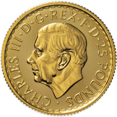 купить Великобритания 25 фунтов (pounds) 2023 "Стоящая Британия", с портретом нового короля Карла III