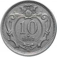 Купить Австрия 10 геллеров (heller) 1893