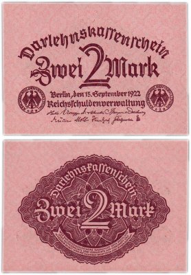 купить Германия 2 марки 1922 (Pick 62)