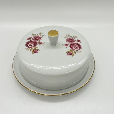 купить Маслёнка с цветочным декором, фарфор, деколь, золочение, Freiberger Porzellan, ГДР, 1970-1990 гг.