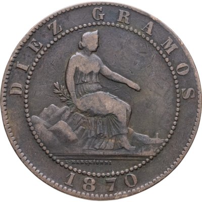 купить Испания 10 сентимо (centimos) 1870