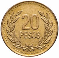 Купить Колумбия 20 песо (pesos) 1989-1994
