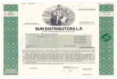 купить Акция США SUN DISTRIBUTORS L.P. 1991 г.