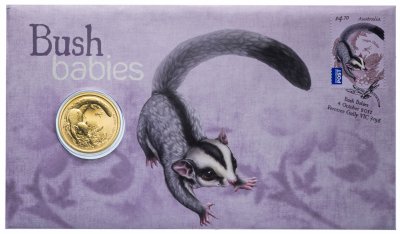 купить Австралия 1 доллар (dollar) 2011 "Детёныши диких животных - Сахарная летяга" (в конверте с маркой)