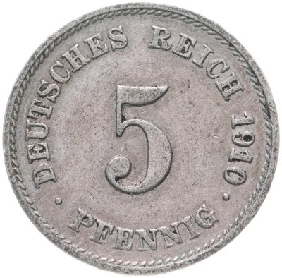 купить Германия 5 пфеннигов 1910 G